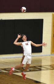 Mountain View's Adam Maya serves the ball against Timpanogos in a Region 8 boys volleyball match on Thursday, April 2, 2026.